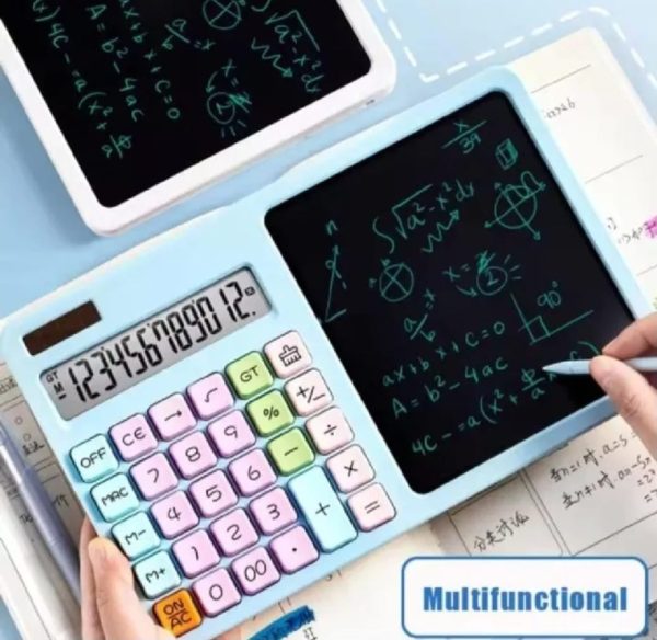 2-in-1 Calculator with LCD Writing Tablet – Dual-Function Office & School Gadget | Portable & Eco-Friendly | Random Color