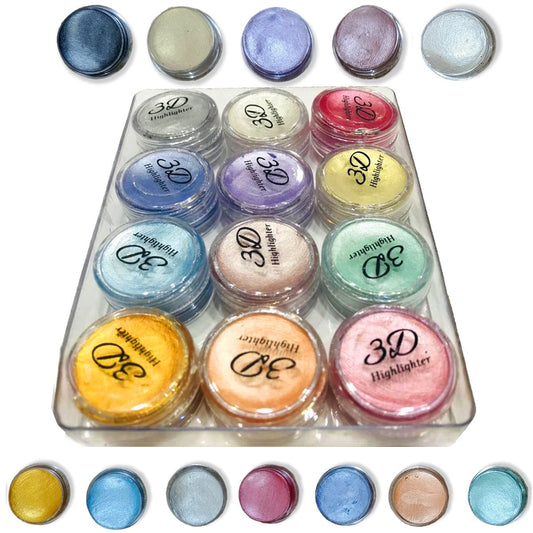 Professional 3D Highlighter 12 Color Palette – Trendy Creamy Shimmer Kit With Pressed Powder Shades