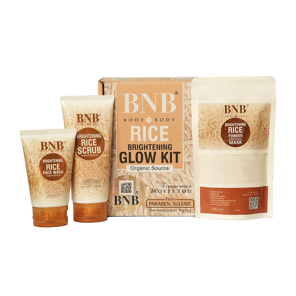 BNB Rice Extract Bright & Glow Kit | Face Wash, Scrub & Rice Powder Mask
