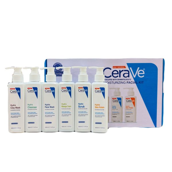 CeraVe Moisturizing Facial Kit – 6-Step Hydra Skincare Set for Face & Body | Cleanser, Moisturizer, Exfoliator & More | Dermatologist-Developed