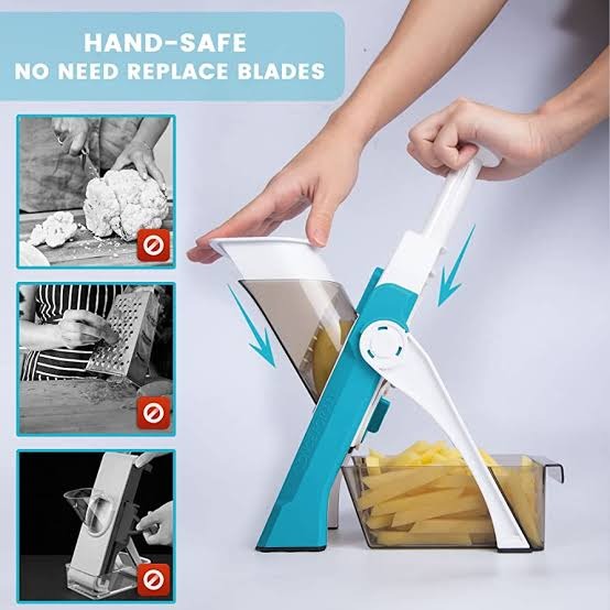 Mandoline Slicer – Safe Adjustable Vegetable Cutter | Multi-Purpose Kitchen Chopper & Manual Grater (Random Colour)