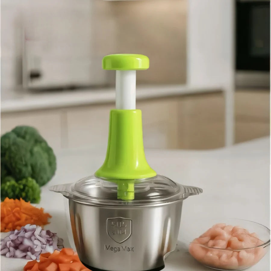 2L Manual Food Chopper | Stainless Steel Bowl & 4 Blades (YM)