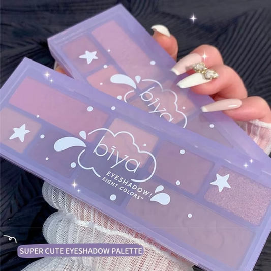 08 Colors Biya Star Flash Eight-Color Eye Shadow Palette – Matte, Pearl, Glitter | Korean Trending Makeup