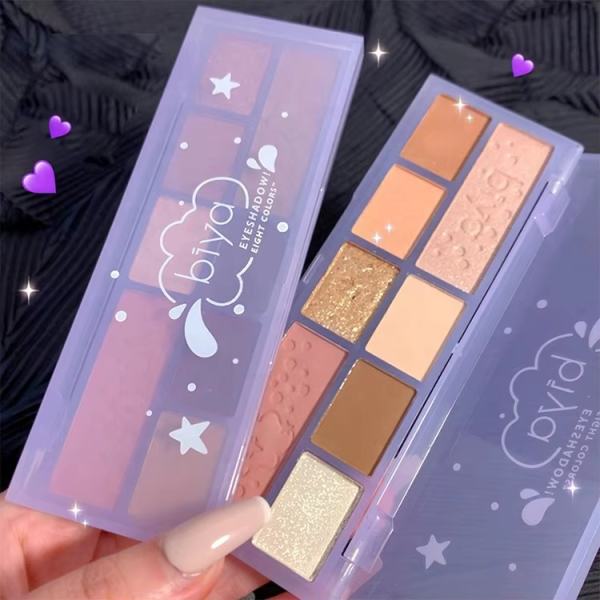 08 Colors Biya Star Flash Eight-Color Eye Shadow Palette – Matte, Pearl, Glitter | Korean Trending Makeup