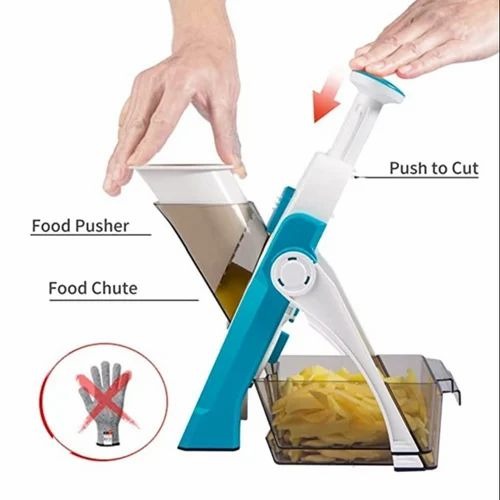 Mandoline Slicer – Safe Adjustable Vegetable Cutter | Multi-Purpose Kitchen Chopper & Manual Grater (Random Colour)