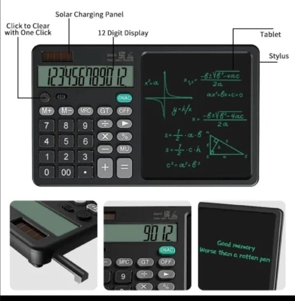 2-in-1 Calculator with LCD Writing Tablet – Dual-Function Office & School Gadget | Portable & Eco-Friendly | Random Color