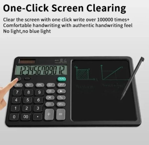 2-in-1 Calculator with LCD Writing Tablet – Dual-Function Office & School Gadget | Portable & Eco-Friendly | Random Color