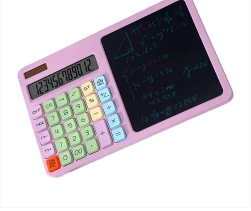 2-in-1 Calculator with LCD Writing Tablet – Dual-Function Office & School Gadget | Portable & Eco-Friendly | Random Color