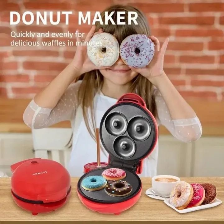 Mini Donut Maker Machine – Non-Stick 6-Cavity Electric Donut Maker for Homemade Donuts, Snacks & Treats