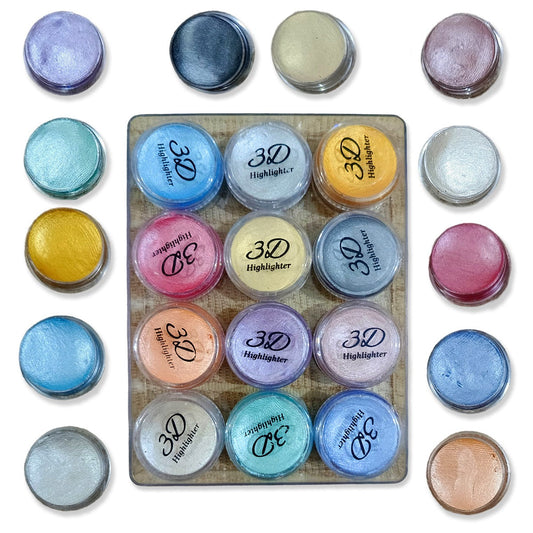 Professional 3D Highlighter 12 Color Palette – Trendy Creamy Shimmer Kit With Pressed Powder Shades