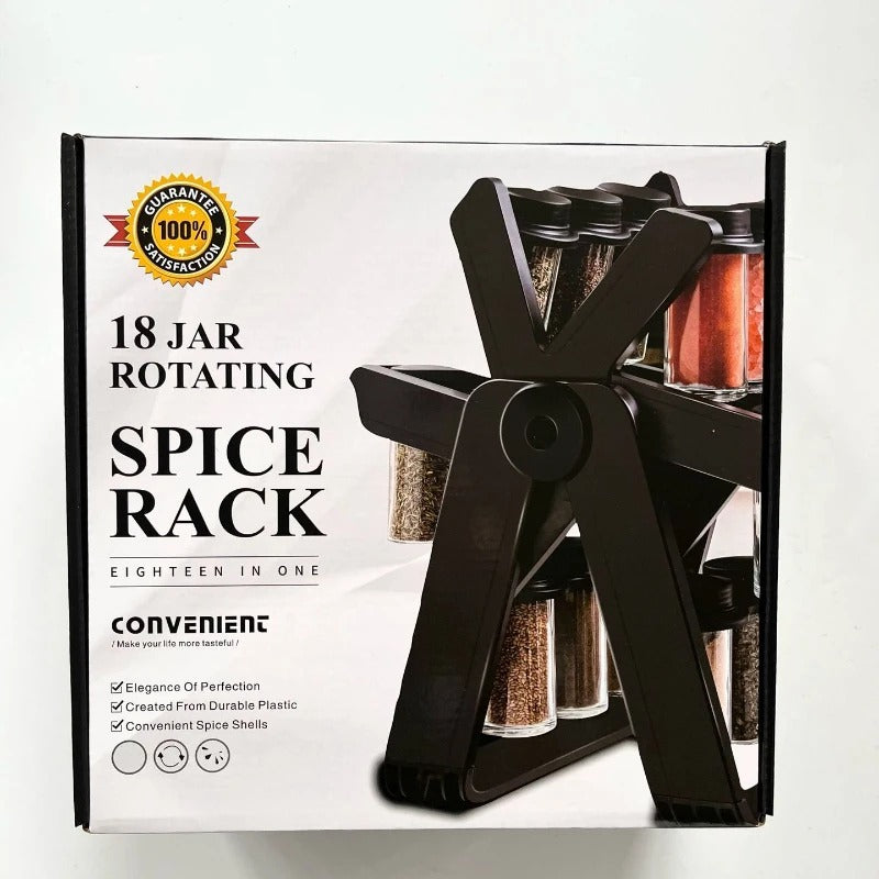 18-Jar Rotating Spice Rack – Perfect Kitchen Organizer
