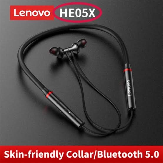 Lenovo HE05X Bluetooth 5.0 Neckband Earphones – Wireless Sports Headphones with Deep Bass & Long Battery Life