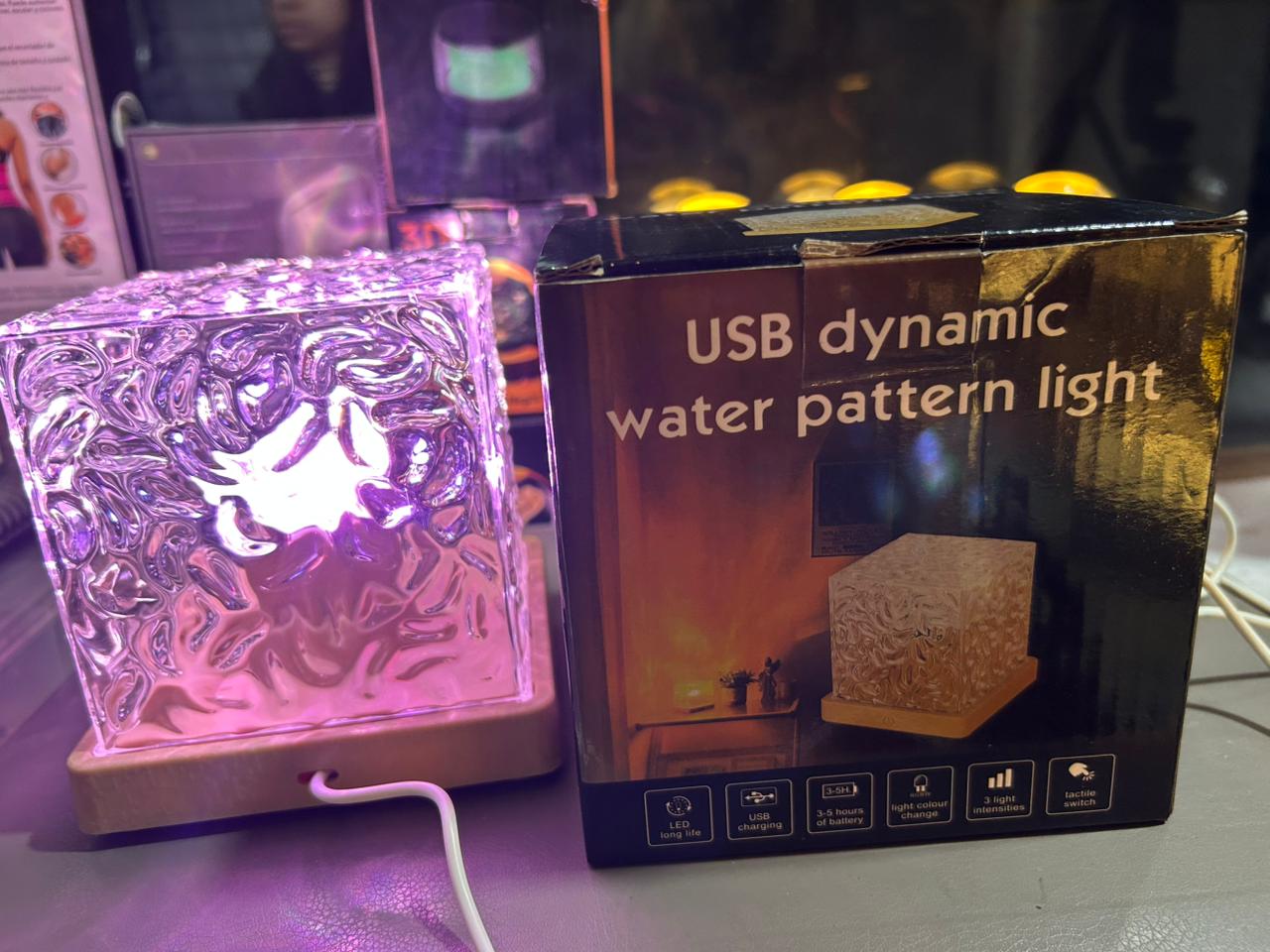 USB Dynamic Water Pattern LED Night Light | Touch Control Mood Lamp with Color Changing & Adjustable Brightness