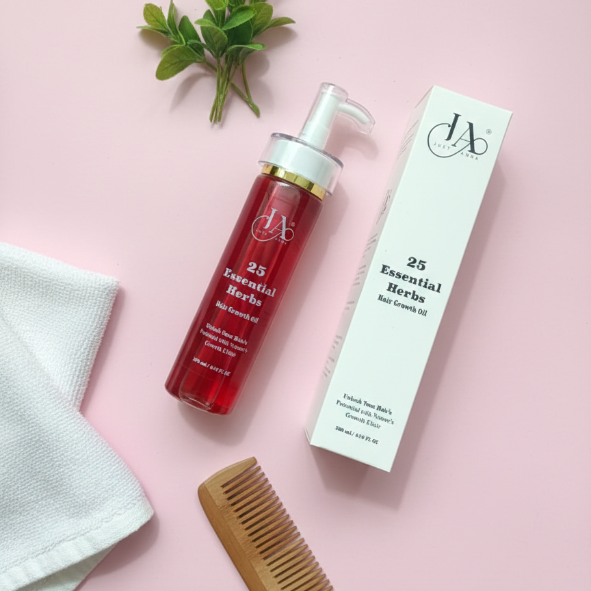 Just Amna 25 Essential Herbs Hair Growth Oil – Natural Herbal Elixir for Stronger Hair (200ml)