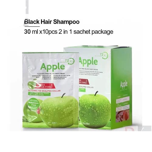 Apple Ammonia-Free Black Hair Cream | Natural Instant Hair Color | Clear Water Formula (10×30ml)