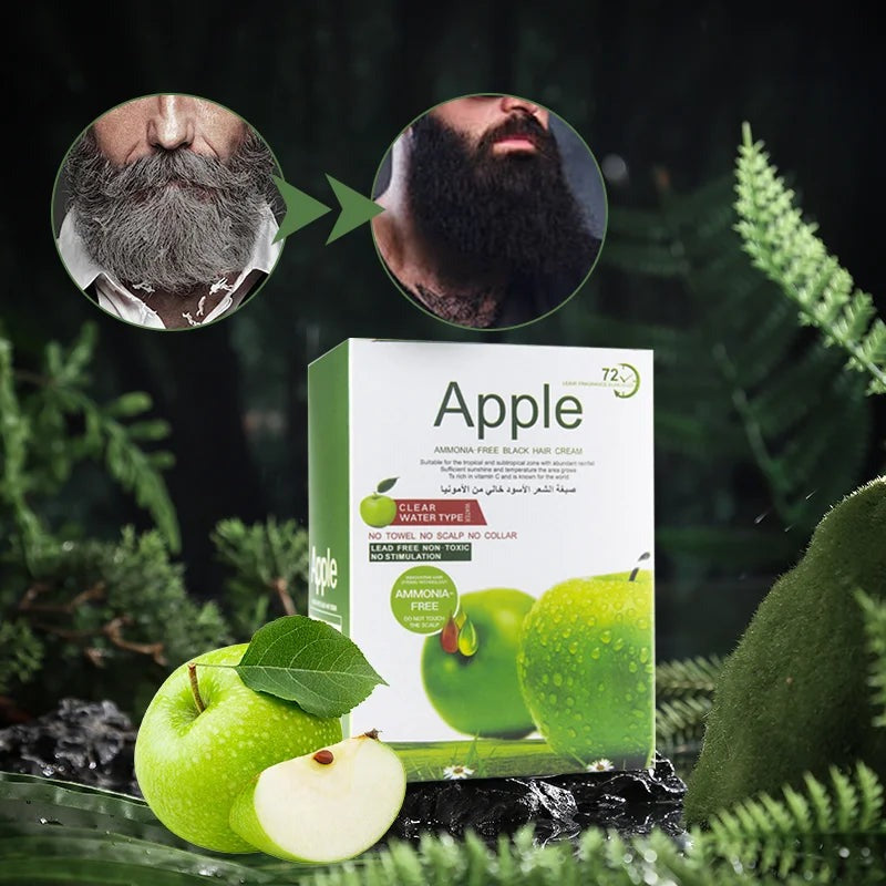 Apple Ammonia-Free Black Hair Cream | Natural Instant Hair Color | Clear Water Formula (10×30ml)
