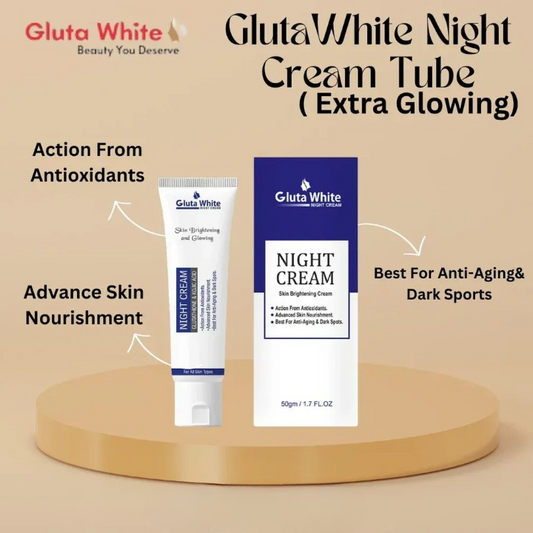 Gluta White Night Cream – Extra Glowing Skin Repair & Brightening Formula (50g)