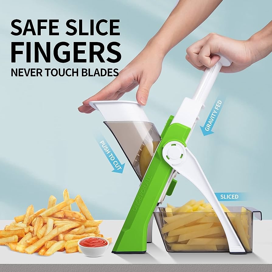 Mandoline Slicer – Safe Adjustable Vegetable Cutter | Multi-Purpose Kitchen Chopper & Manual Grater (Random Colour)