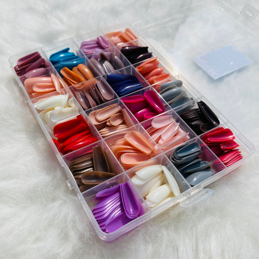 288 Pcs Colorful Nails Box| Abs Plastic | Nail Shaper Set (random Color)