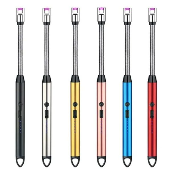 360° Outdoor Kitchen Lighter – USB Rechargeable Plasma Arc Lighter with Safety Lock & Flexible Elbow for Candles, BBQ & Stoves