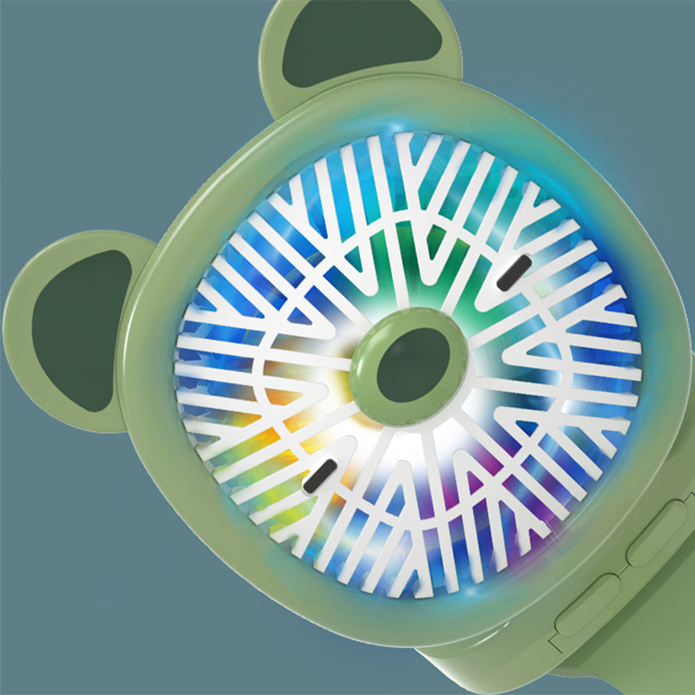 Rechargeable Portable Cartoon Style Children Watch Fan with RGB Light | Portable Fan Office Handheld New Creative Gift (Random color)