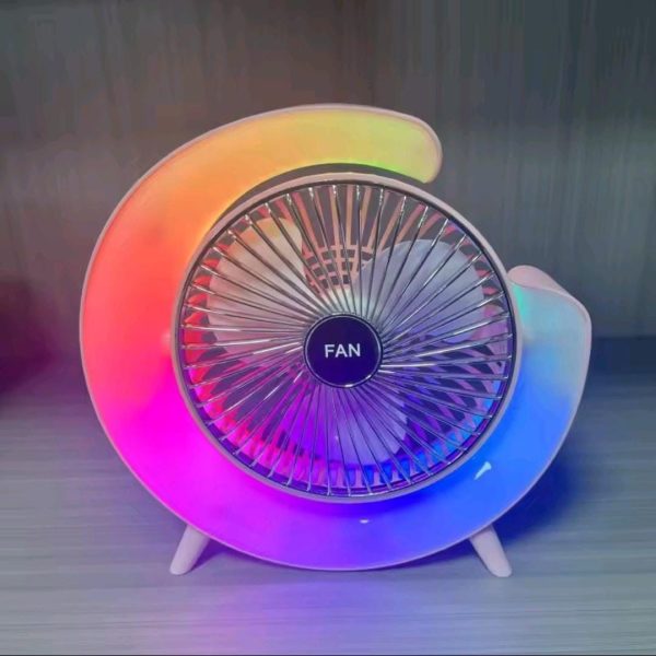 7-Color LED Atmosphere Mini Electric Fan – USB Rechargeable, Portable, Quiet, 3-Speed Adjustable Desk Fan