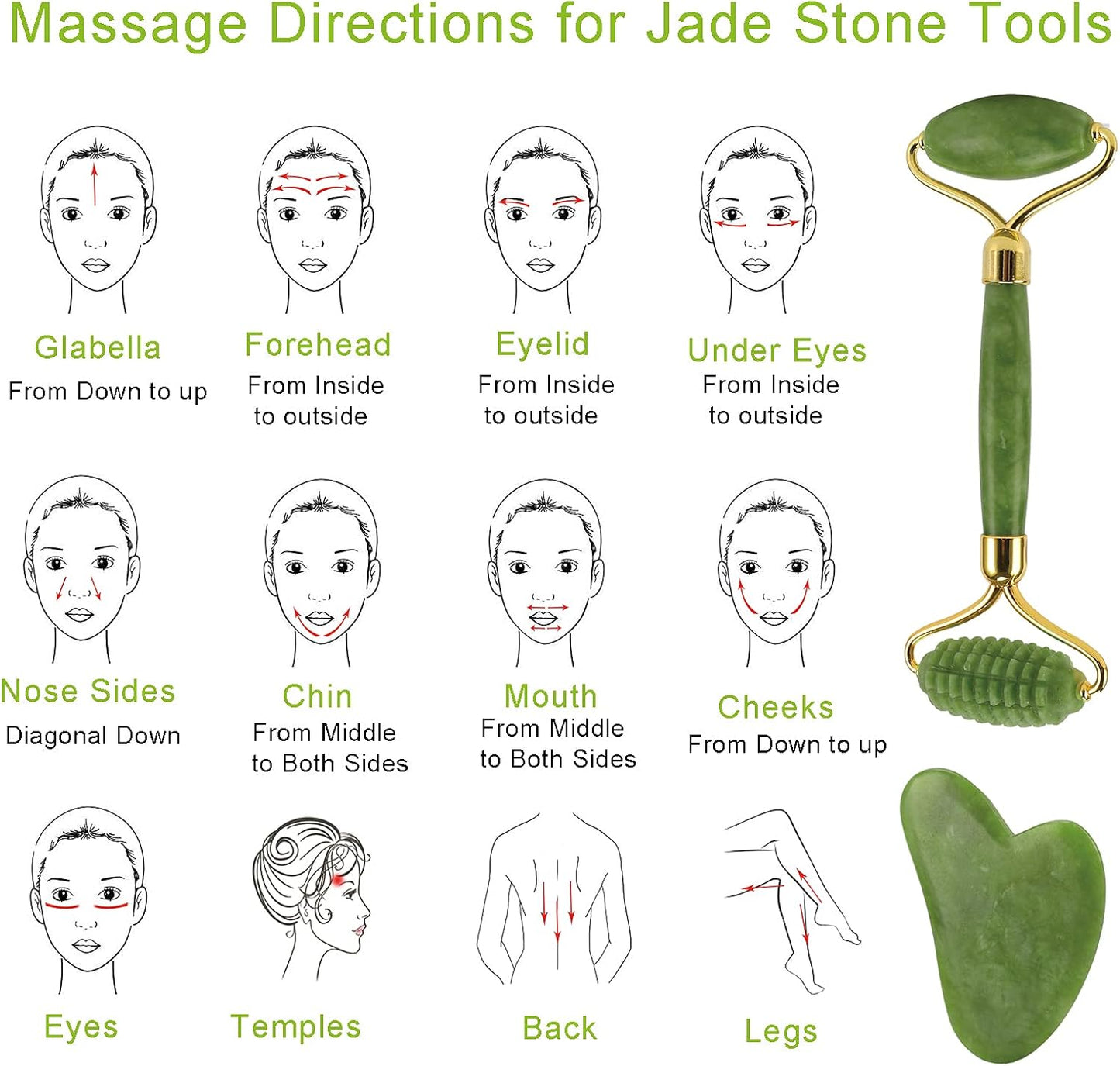 Face Massager Roller Natural Jade Stone