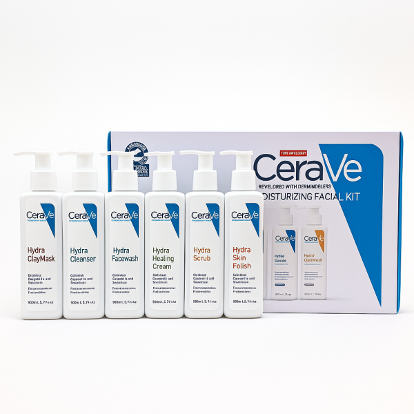 CeraVe Moisturizing Facial Kit – 6-Step Hydra Skincare Set for Face & Body | Cleanser, Moisturizer, Exfoliator & More | Dermatologist-Developed