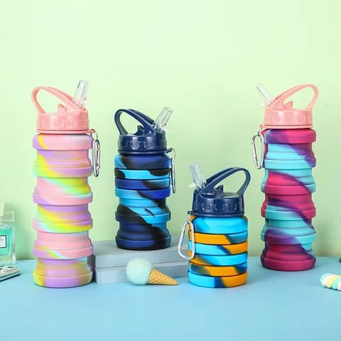 Collapsible Silicone Water Bottle – Foldable, Portable, Leakproof 500ml