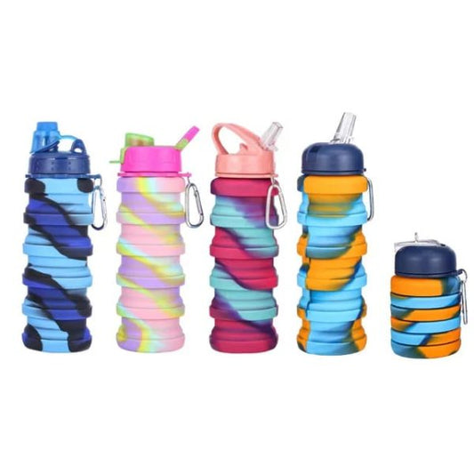 Collapsible Silicone Water Bottle – Foldable, Portable, Leakproof 500ml