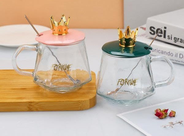 Golden Crown Sugar Pot With Lid & Spoon – Elegant Storage Jar For Sugar, Tea, Coffee & Spices