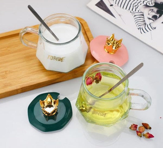 Golden Crown Sugar Pot With Lid & Spoon – Elegant Storage Jar For Sugar, Tea, Coffee & Spices