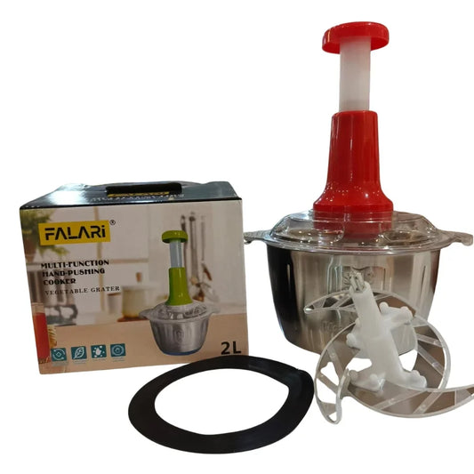 2L Manual Food Chopper | Stainless Steel Bowl & 4 Blades (YM)