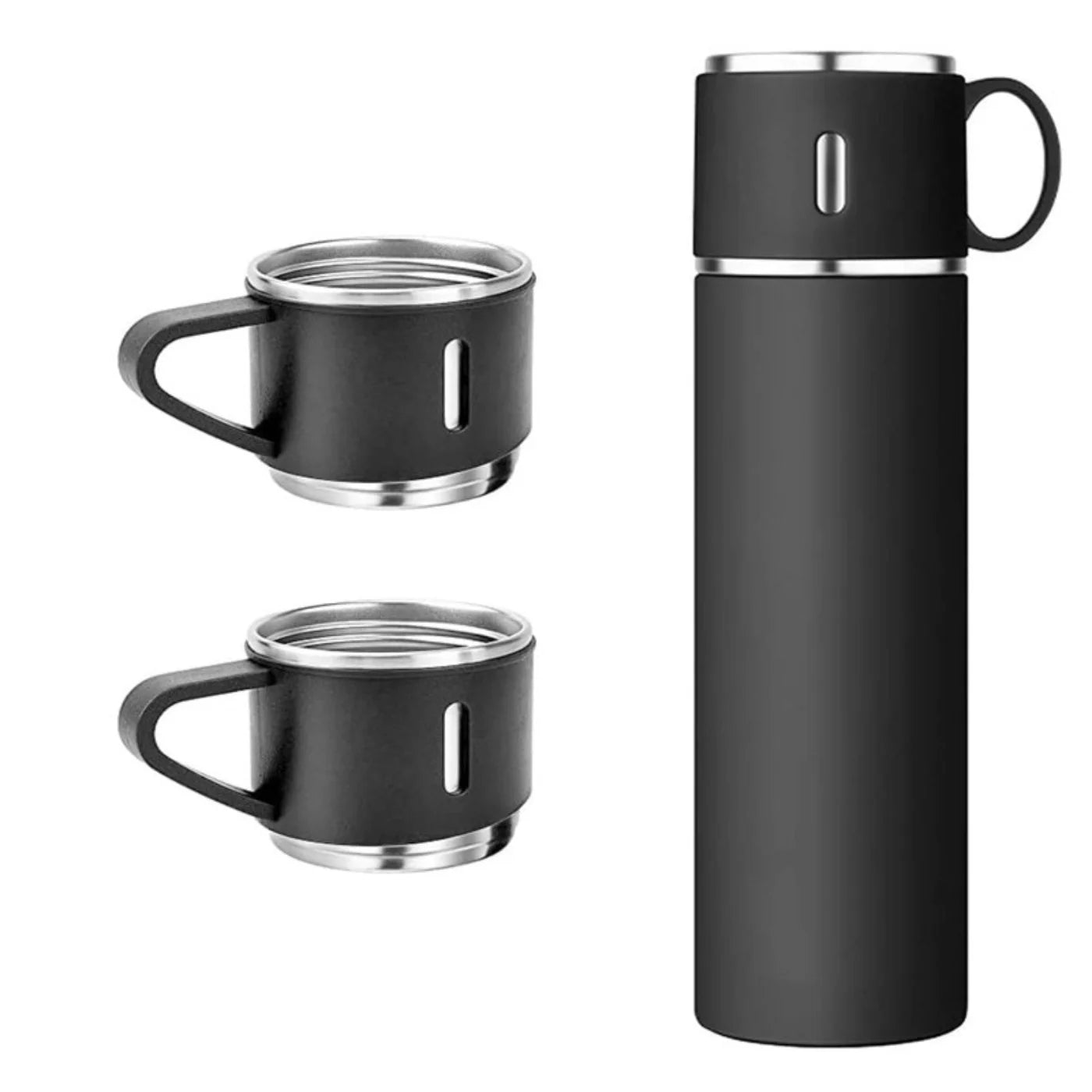 Premium Vacuum Flask Gift Set – 3-Piece Stainless Steel Thermos with 2 Cups(YM)